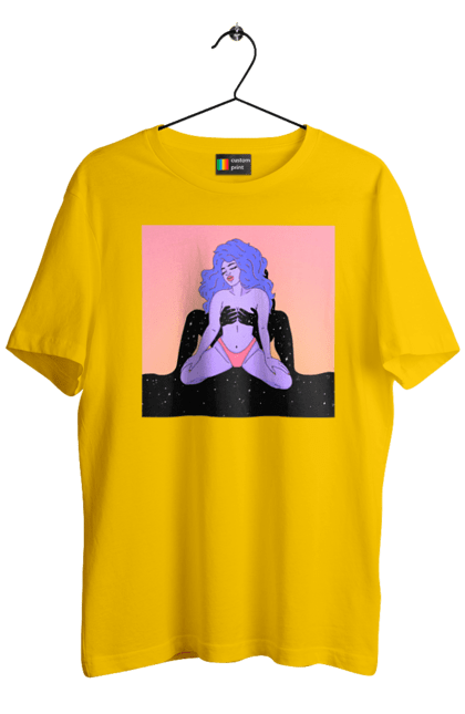 Футболка чоловіча з принтом "Фіолетова Дівчина В Трусиках". Інопланетянка, у трусах. 2070702