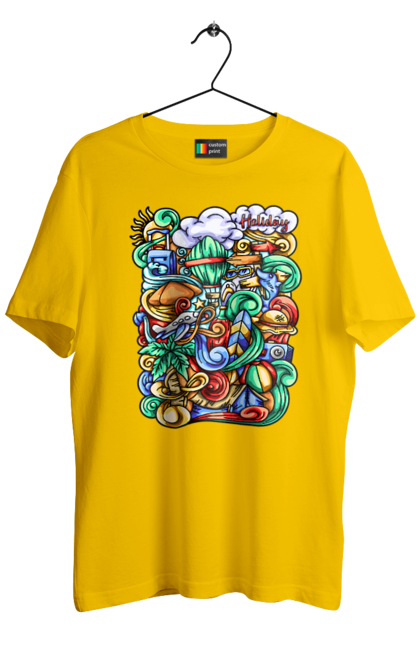 Футболка чоловіча з принтом "Канікули відпочинок арт". Відпочинок, канікули, літо, море, пляж, подорож. 2070702