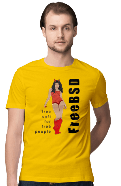 Футболка чоловіча з принтом "Freebsd Для Вільних". Bsd, freebsd, unix, адміністратор, айті, айтішник, безкоштовна, безкоштовно, бестія, вільна, демон, демонесса, дівчина, для дорослих, доступність, еротика, еротична, жінка, незалежність, операційна система, ос, програміст, програмне забезпечення, свобода, сисадмін, система, системний адміністратор, софт, текст, червоний, чорний. 2070702