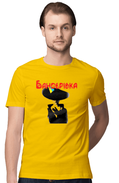Футболка чоловіча з принтом "Бандерівка". Бандера, бандерівка, війна, військово повітряні війська, вірю в зсу, все, літак, ні війні, орки, слава україні, україна, українка. 2070702