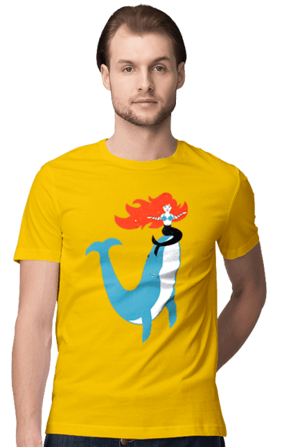 Men`s t-shirt with prints Mermaid And Whale. Mermaid, sea, whale. 2070702
