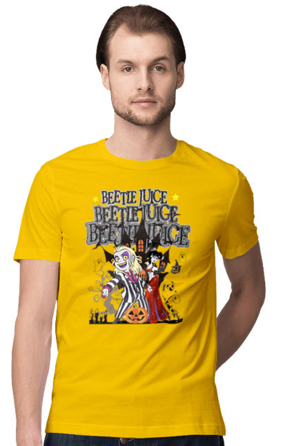 Men's t-shirt with prints Beetlejuice. Beetlejuice, comedy, ghost, horror, movie, tim burton, warner bros. 2070702