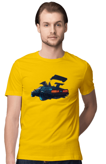 Men`s t-shirt with prints DeLorean from back to the future. Car, delorean, from film. 2070702