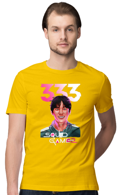 Футболка чоловіча з принтом "Гра в кальмара Лі Маянґ гі". 333, lee myung gi, lee myung-gi, netflix, squid game, гра в кальмара, гравець 333, лі маянґ-гі, нетфлікс, серіал. 2070702