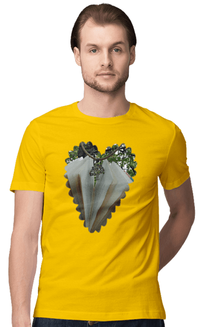 Футболка чоловіча з принтом "Книжкова валентинка". Дерево, книги, книжки, любов, прикраса, природа, серце, форма серця, читання. 2070702