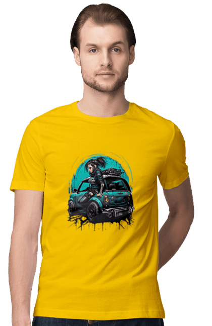 Футболка чоловіча з принтом "Кіберпанк дівчина". Арт, графіка, дівчата, ігри, кіберпанк, малюнок. 2070702