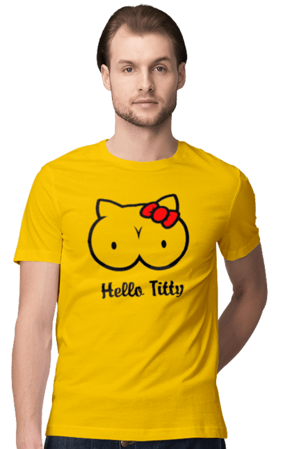 Футболка чоловіча з принтом "Hello Kitty". Hello, hello kitty, kitty, дорослі, краса. 2070702