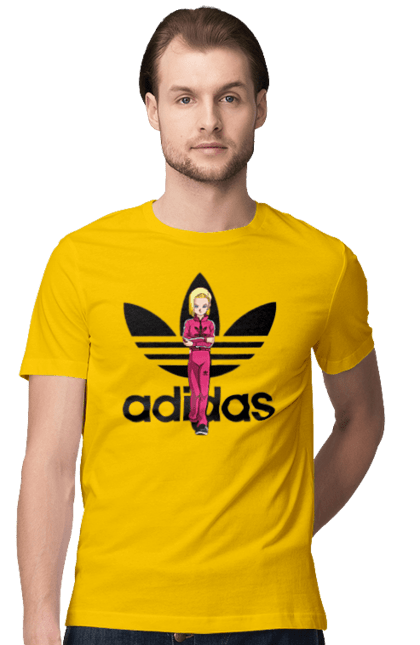 Футболка мужская с принтом Adidas Андроид 18. Adidas, android 18, dragon ball, адидас, андроид 18, аниме, жемчуг дракона, киборг, манга, сериал. 2070702