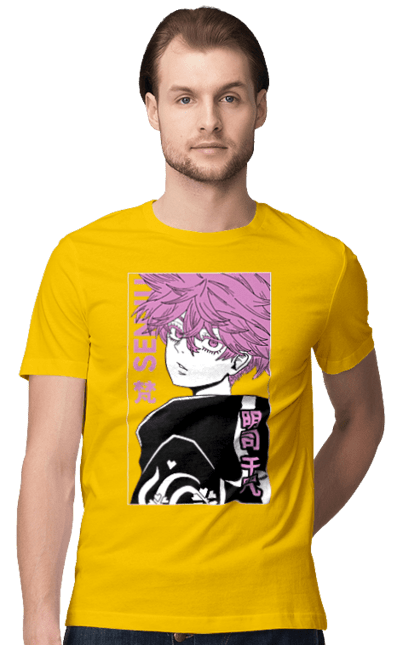 Men's t-shirt with prints Tokyo Avengers Senju Kawaragi. Action movie, anime, fantasy, game, manga, senju kawaragi, thriller, tokyo avengers, tokyo revengers, tv series. 2070702