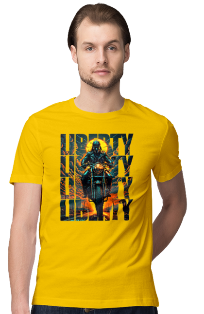 Футболка чоловіча з принтом "Байкер". Байкер, мотоцикліст, подорожі, свобода, туризм. 2070702