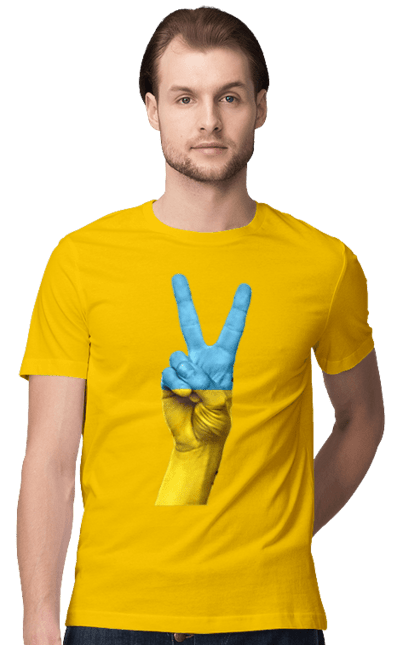 Men`s t-shirt with prints Two Fingers, World, Ukraine. Arm, peace, ukraine. 2070702