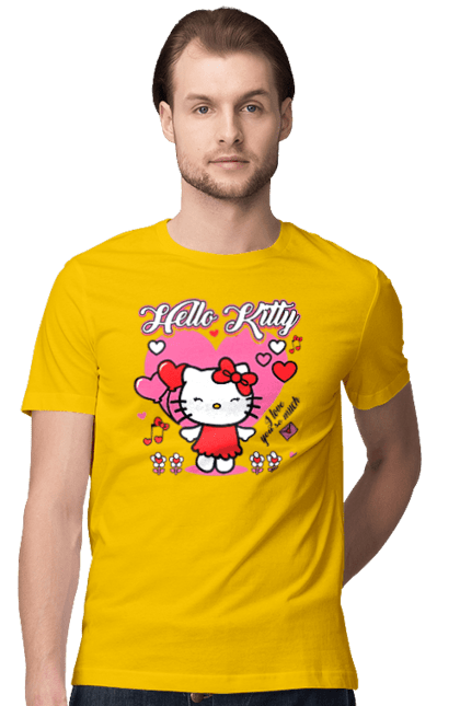 Men's t-shirt with prints Hello Kitty. Brand, cat, character, hello kitty, kitten. 2070702