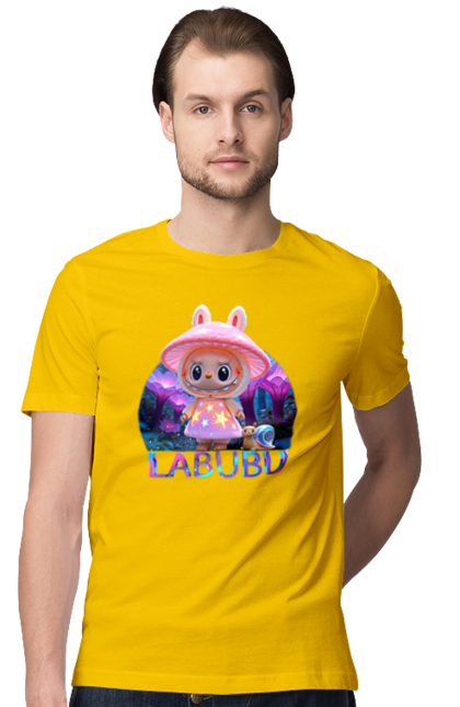 Футболка чоловіча з принтом "Лабубу". Брелок лабубу, іграшка лабубу, лабубу, лабубу кока кола, лялька лабубу, мерч лабубу, мила, рожева лабубу, смішна лабубу. 2070702