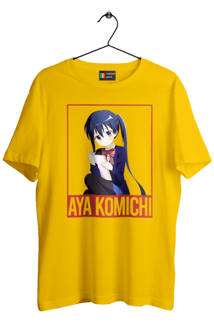 Футболка мужская с принтом Золотая мозаика Ая Комити. Anime, aya komichi, kiniro mosaic, kinmoza, manga, аниме, ая комити, золотая мозаика, комити, манга. 2070702