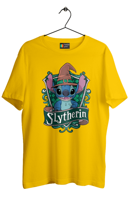 Men's t-shirt with prints Stich Slytherin. Faculty, franchise, harry potter, hogwarts, slytherin, stich. 2070702