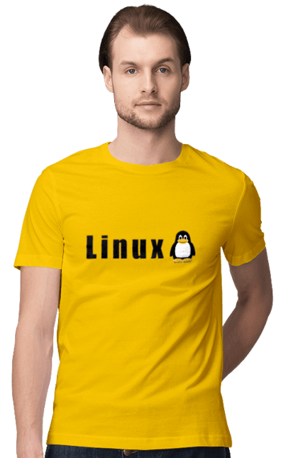 Футболка чоловіча з принтом "Linux". Linux, адміністратор, айті, айтішник, безкоштовна, безкоштовно, вільна, доступність, комерційна, незалежність, операційна система, ос, пінгвін, програміст, програмне забезпечення, свобода, сервер, сисадмін, система, системний адміністратор, софт, текст, чорний. 2070702