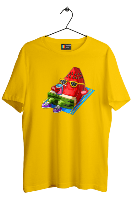 Футболка чоловіча з принтом "Кавун П'є Коктейль". Кавун, коктейль, літо. 2070702