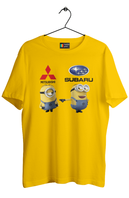 Men`s t-shirt with prints Minion. Auto, cars, minions, mitsubishi, subaru. 2070702