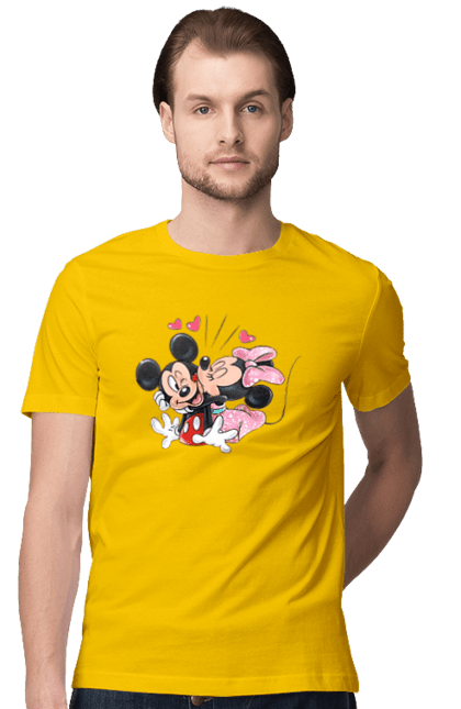 Футболка мужская с принтом Микки Маус и Минни Маус. Mickey mouse, minnie mouse, дисней, микки, микки маус, минни маус, мультфильм. 2070702