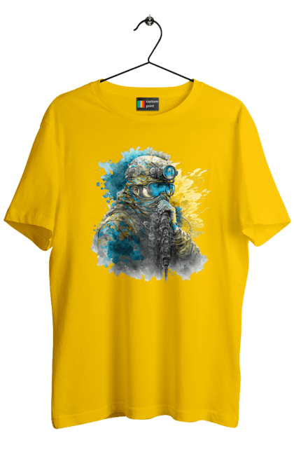 Футболка чоловіча з принтом "Снайпер ЗСУ". Армія, зсу, прапор україни, символи україни, снайпер, солдат, україна. 2070702