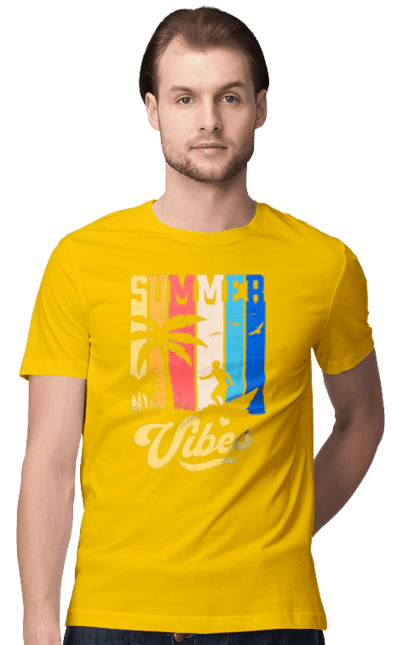 Футболка чоловіча з принтом "Пляжні літні флюїди". Відпочинок, відпустка, літо, море, пляж, серфінг, тропіки. 2070702