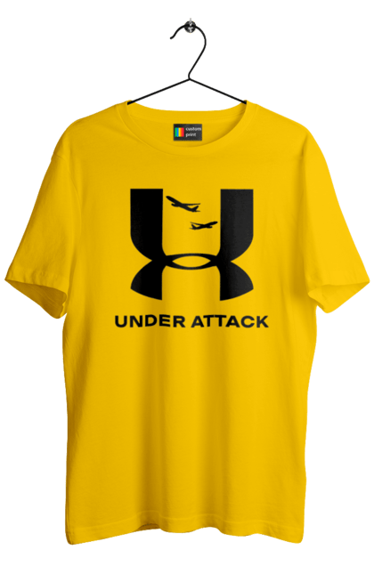 Футболка чоловіча з принтом "Under Attack black". Андер армор, бренди, гумор, приколи, прикольні, ундер армор. 2070702