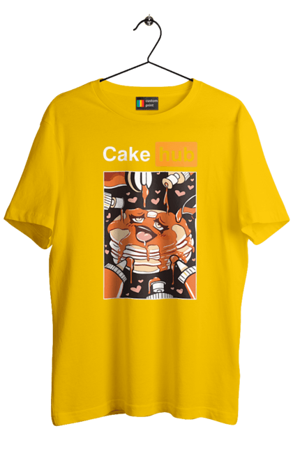 Men`s t-shirt with prints Cake Hub. Brutal, cake, cake hub, hub, humor, joke, porn hub. 2070702