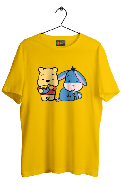 Men's t-shirt with prints Winnie the Pooh and Eeyore. Cartoon, donkey, eared, eeyore, story, winnie the pooh. 2070702