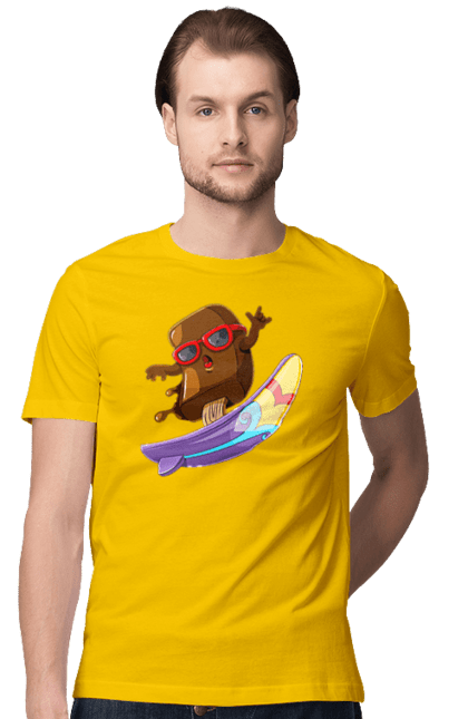 Men`s t-shirt with prints Morozhenko On The Surf. Glasses, ice cream, summer, surfing. 2070702