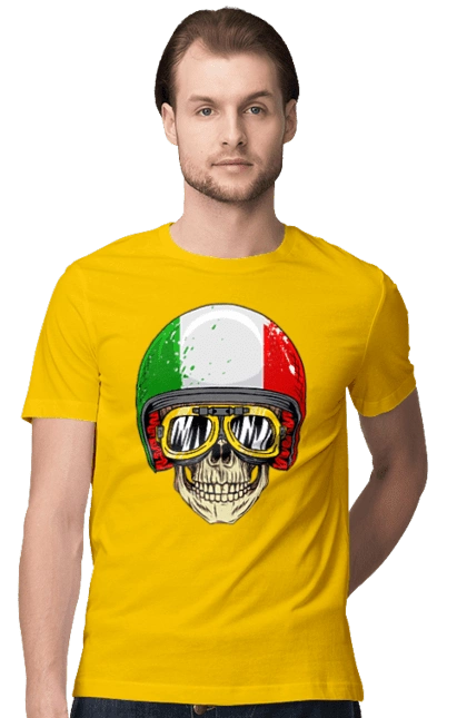 Skull in a motorcycle helmet