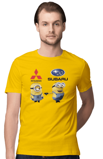 Men`s t-shirt with prints Minion. Auto, cars, minions, mitsubishi, subaru. 2070702