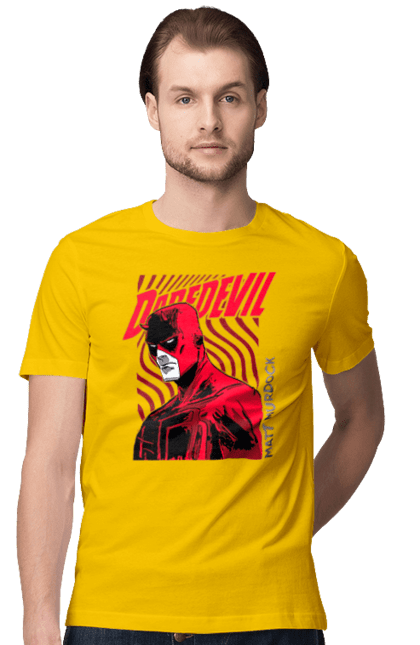 Футболка мужская с принтом Сорвиголова. Daredevil, marvel, matt murdock, марвел, мэтт мёрдок, сериал, сорвиголова, супергерой, телесериал, юрист. 2070702