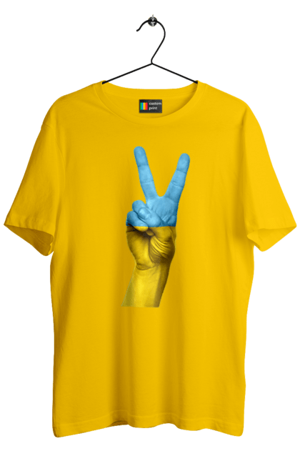 Men`s t-shirt with prints Two Fingers, World, Ukraine. Arm, peace, ukraine. 2070702