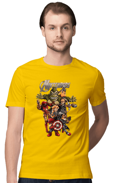 Футболка чоловіча з принтом "Герої Nintendo". Animal crossing, donkey kong, kirby, legend of zelda, nintendo, pokemon, герої з ігор, луїджі, маріо, мультики, принцеса піч. 2070702