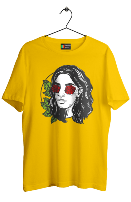 Футболка чоловіча з принтом "Дівчина З Трояндами На Очах". Дівчина, троянда. 2070702