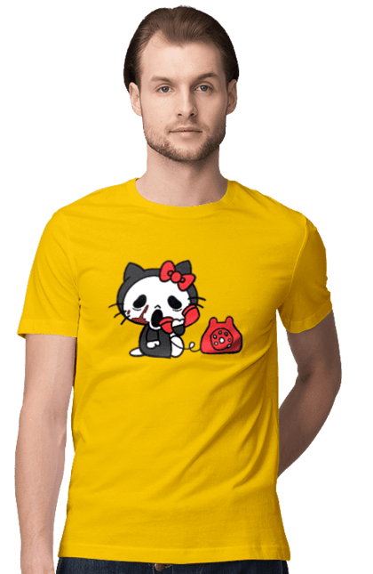 Men's t-shirt with prints Hello Kitty Halloween. Brand, cat, character, halloween, hello kitty, kitten. 2070702