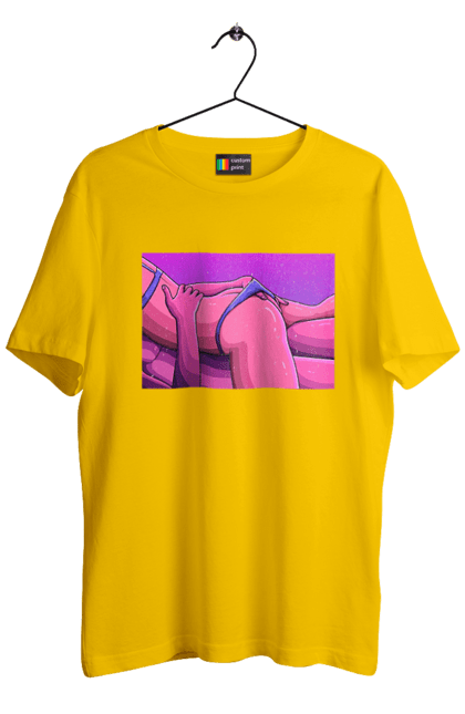 Men`s t-shirt with prints Removing Panties From Girls. Body, naked, shorts. 2070702