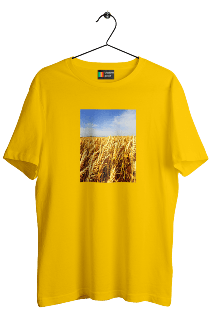 Футболка чоловіча з принтом "Україна". Голубизна, красота, небо, поле, природа, пшеница. 2070702