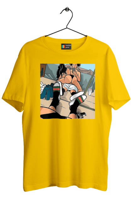 Футболка чоловіча з принтом "Голе Селфі У Дзеркалі". Жопа, зверху, селфі. 2070702