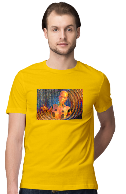 Футболка чоловіча з принтом "Штучний інтелект". Айті, айтішник, гик, жінка, знання, інженер, інтелект, кібер, кібернетика, кіборг, код, комп, комп`ютерник, кристал, машинне навчання, мікросхема, мозок, портрет, програміст, професіонал, професія, розробник, розум, хакер, чіп, штучний інтелект, штучний розум. 2070702