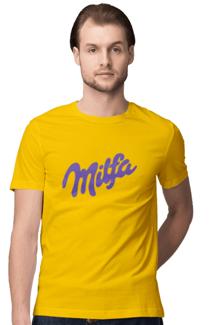 Футболка чоловіча з принтом "Milfa". Гумор, для жінок, жіноча, меми, мілка, мілфа, прикол, смішне, смішні. 2070702