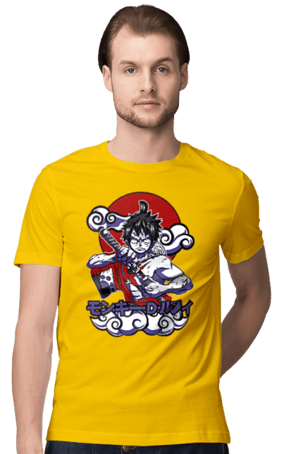 Men's t-shirt with prints One Piece Luffy. Anime, luffy, manga, monkey de luffy, one piece, pirates. 2070702