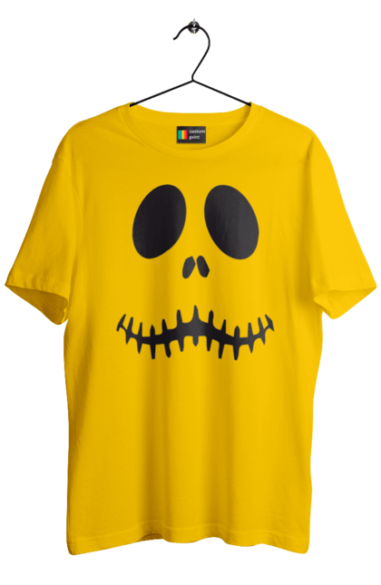 Men's t-shirt with prints Halloween pumpkin face. Costume, halloween, holiday, october, october 31, pumpkin, scary, sweets, trick or treat. 2070702