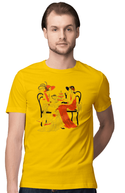 Футболка чоловіча з принтом "Дами В Червоному". Дами, посиденьки, чаювання. 2070702