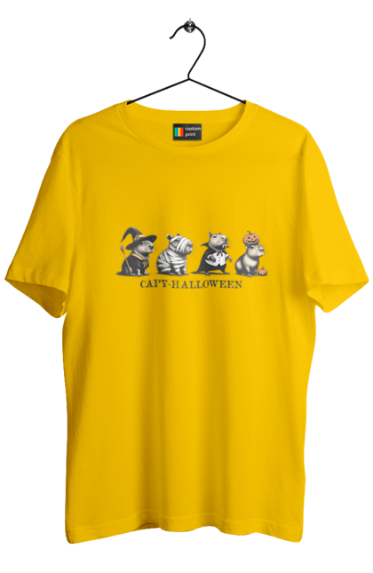 Men's t-shirt with prints Capybara Halloween. Animal, capybara, halloween, holiday, pumpkin, rodent. 2070702