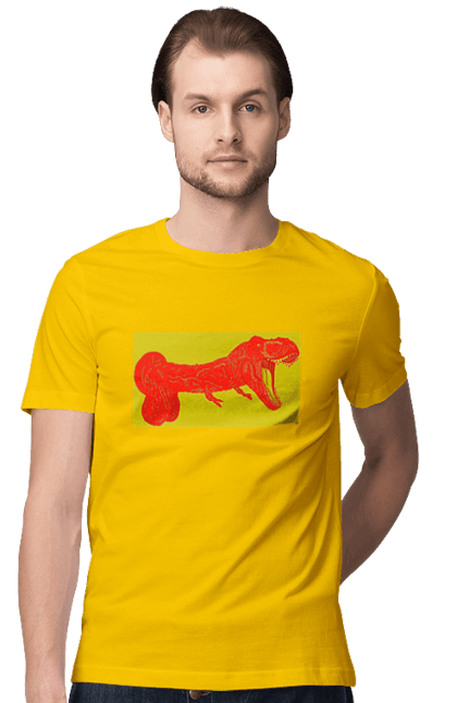 Футболка чоловіча з принтом "Член Динозавр". Динозавр, писюн, член. 2070702