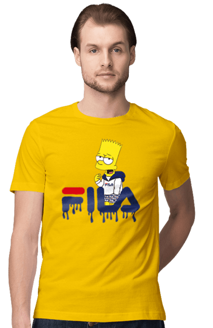 Men's t-shirt with prints Bart FILA. Bart, cartoon, character, simpson, simpsons, sport, sportswear. 2070702