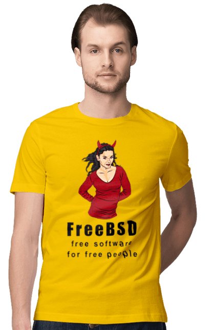 Футболка чоловіча з принтом "Freebsd Для Вільних". Bsd, freebsd, unix, адміністратор, айті, айтішник, безкоштовна, безкоштовно, бестія, вільна, демон, демонесса, доступність, незалежність, операційна система, ос, програміст, програмне забезпечення, свобода, сисадмін, система, системний адміністратор, софт, текст, червоний, чорний. 2070702