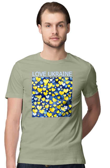 Футболка чоловіча з принтом "Люблю Україну". Люблю україну, любов, серце, символи україни, україна, українська символіка. 2070702