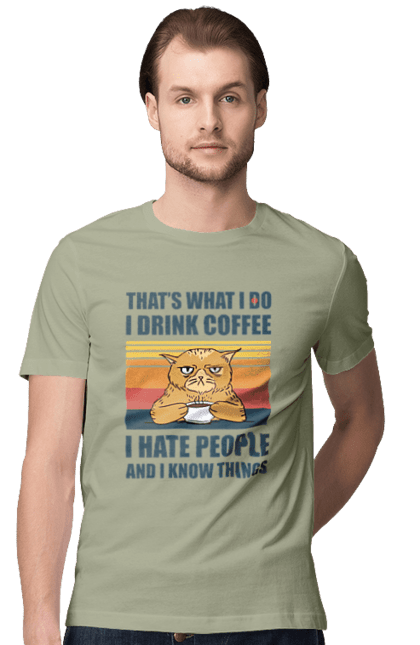 Футболка чоловіча з принтом "Невдоволений кіт". Angular, c, css, html, it, javascript, jquery, php, python, react, svelt, vue, айтишник, айті, гумор, код, кодувати, прогер, програміст, програмісти, ти ж, ти ж програміст, тиж програміст. 2070702